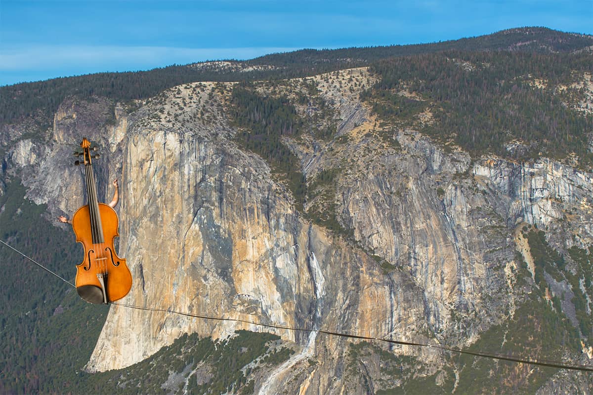 A violin walks the tightrope
